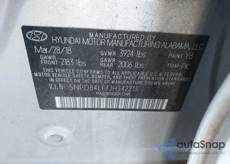2018 Hyundai Elantra Sel from USA, damaged, VIN 5NPD84LF7JH342213